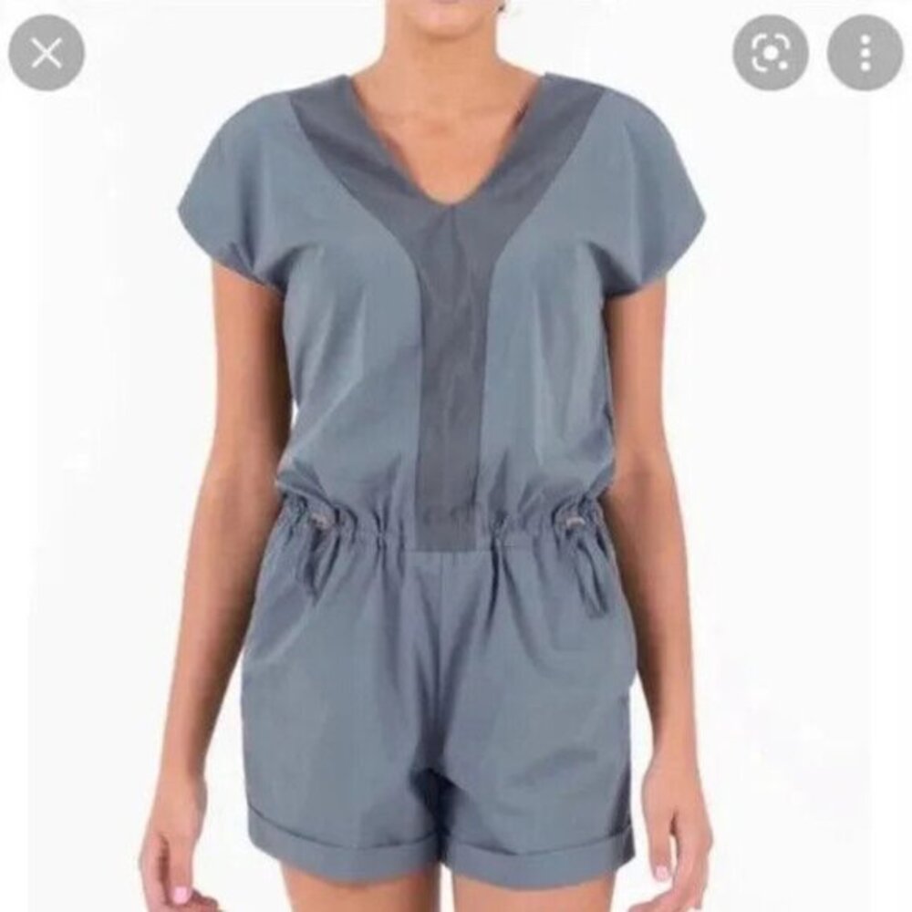 Indygena ESI Romper Stretch Nylon Mesh V-neck Pockets Adj Waistband Women XL EUC
